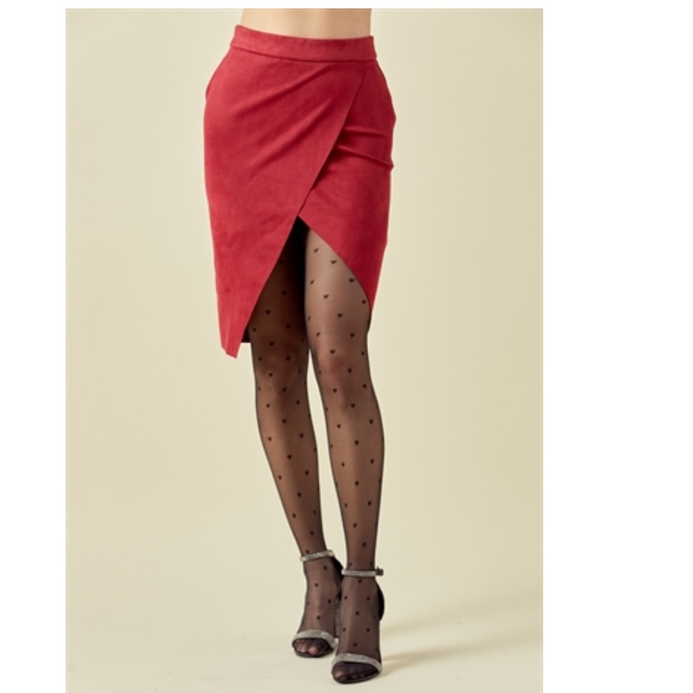 Asymmetrical Suede Pencil Skirt